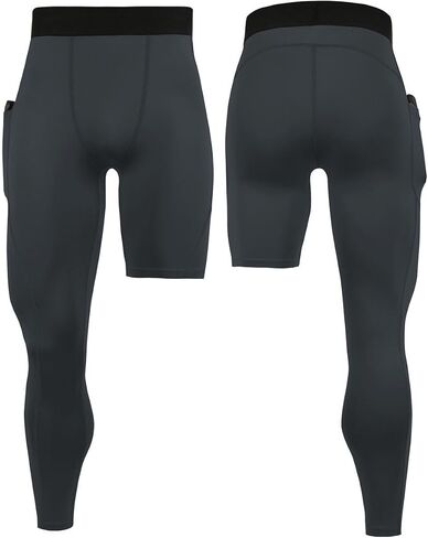 Men's Basketball Single Leg Tight Sports Pants 1/2 One Leg Compression Pants with Pockets Athletic Base Layer in Saudi Arabia