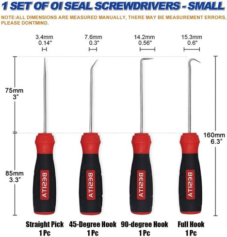 مجموعة اختيار وخطاف دقيقة - مجموعة مكونة من 4 قطع، مانع تسرب زيت السيارة/حلقة دائرية، مزيل سحب خطافات صغيرة دقيقة in Kuwait