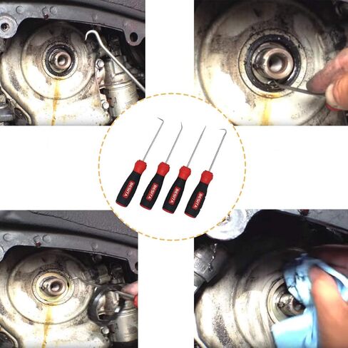مجموعة اختيار وخطاف دقيقة - مجموعة مكونة من 4 قطع، مانع تسرب زيت السيارة/حلقة دائرية، مزيل سحب خطافات صغيرة دقيقة in Kuwait