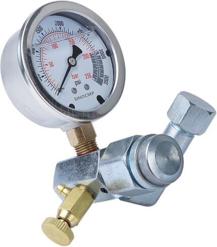 SINOCMP Hydraulic Nitrogen Accumulator Charging System and Pressure Test Kit, Hydraulic Pressure Gauge Kit with 1pc Gauge and 1pc Gas Hose (62Inch) in Saudi Arabia