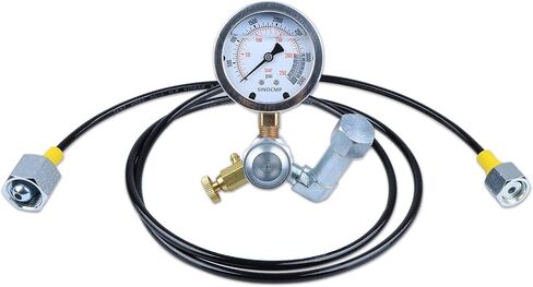 SINOCMP Hydraulic Nitrogen Accumulator Charging System and Pressure Test Kit, Hydraulic Pressure Gauge Kit with 1pc Gauge and 1pc Gas Hose (62Inch) in Saudi Arabia