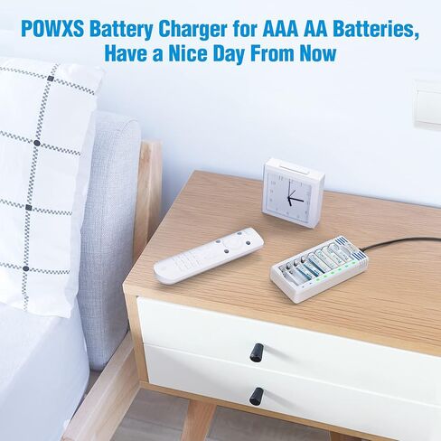 POWXS 8 Bay AA AAA Batteries Charger, Independent and Fast Battery Charger for 1.2V Ni-MH Ni-CD AA Triple AAA Rechargeable Batteries with Convenient USB Cable in Kuwait