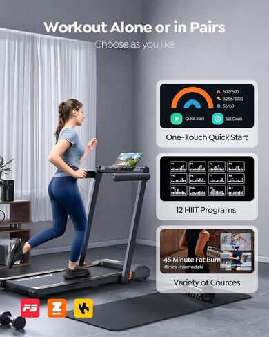 جهاز مشي 2 في 1 قابل للطي للمنزل، جهاز مشي تحت المكتب مع 12 وضعًا HIIT، تطبيقات تمرين وشاشة تعمل باللمس، جهاز مشي 2.5 حصان للمكتب المنزلي، سعة 265 رطل، تركيب مجاني in Saudi Arabia