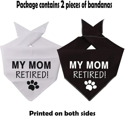 2 Pack Retirement Gifts My Mom/Dad Retired Dog Bandana Pet Puppy Gift Dog Retired Friend (My Mom Retired 2 Pack) in Saudi Arabia