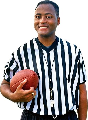 Crown Sporting Goods Men's Official Striped Referee/Umpire V-Neck Jersey in Saudi Arabia