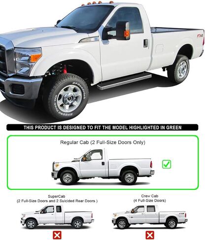 APS Running Boards (Nerf Bars Side Steps Step Bars) Compatible with Ford F250 F350 Super Duty 1999-2016 Regular Cab (Stainless Steel Black Powder Coated 5 inches) in Kuwait