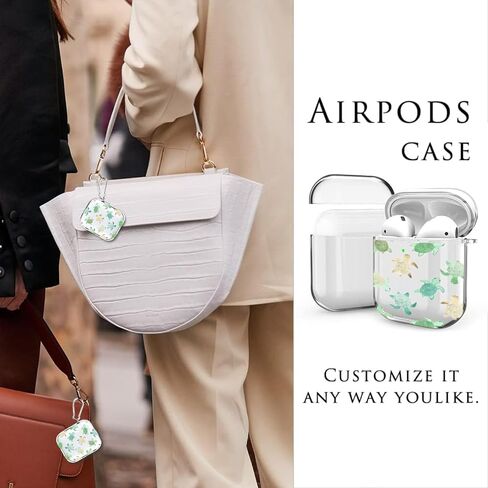 غطاء حافظة AirPod، جلد واقي ناعم من السيليكون مقاوم للصدمات مع سلسلة مفاتيح لعلبة شحن الجيل الثاني من Apple AirPod 1st، حافظة AirPod لطيفة على شكل سلحفاة بحرية لجهاز AirPod 2/1، LED أمامي مرئي in Saudi Arabia