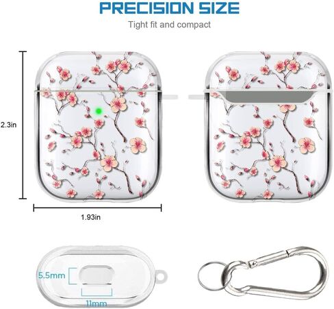 غطاء حافظة AirPod، جلد واقي ناعم من السيليكون مقاوم للصدمات مع سلسلة مفاتيح لعلبة شحن الجيل الثاني من Apple AirPod 1st، حافظة AirPod لطيفة على شكل سلحفاة بحرية لجهاز AirPod 2/1، LED أمامي مرئي in Saudi Arabia