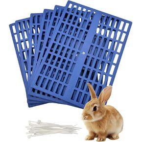 6 PCS Plastic Rabbit Mats for أقفاص ، 16.53 × 12.99 بوصة أرنب الحصيرة الأرانب أقدام منصات صغيرة للحيوانات الراحة مع ثقب لخنزير غينيا تشينشلا فير (الأزرق)