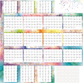 2025 2026 Yearly Wall Calendar Dry Erase Calendar for Wall 32" x 48" Large Erasable Monthly Wall Calendar Wet & Dry Erase Wall Calendar Yearly Planner, Jan. 2025 - Dec. 2026 Double-Sided Colorful