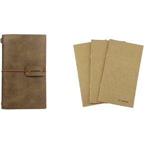 Travel Journal Notebook White Coffee & 3 Pieces Notebook Inserts Dot Grid Paper