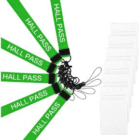 6 Pack Hall Pass Lanyards مع تمريرات بطاقة حامل شارة الهوية