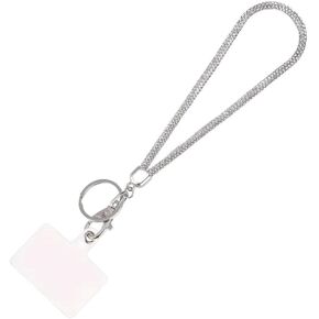 Fashion Sparkle Glass Crystal Wristlet Lanyard,Exclusive Bling Keychain Holder,Rhinestone Cellphone Holder,Bonus Cellphone Safety Tab(1PC,Clear)