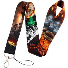 اللورد The Rings Elven Leaf Arwen Lanyard Keychain ، شارات IDESTAR KEY LANYARD لحامل بطاقة الهوية ، حالة الهاتف الخلوي (بدون بطاقة)