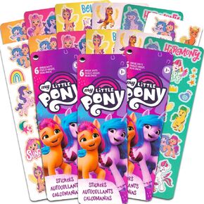 حفل ملصقات Pony Little My Little Pony يفضل 16 ورقة - MLP المفضلة تشمل Rainbow Dash و Twilight Sparkle و Pinkie Pie و Rarity والمزيد!