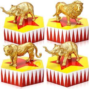 Preboun 4 مجموعة ديكورات حفلات السيرك Carnival 8.3 × 3 بوصة كرنفال مركزية للجداول ديكورات حفلات السيرك لمستلزمات عيد ميلاد عتيقة تحت عنوان