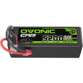 OVONIC 4S Lipo Battery 14.8V 5200mAh 50C Hardcase Lipo Battery with T Plug