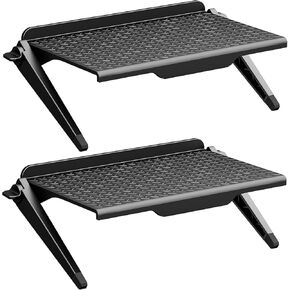 WALI TV Top Shelf 2 Pieces, 12 Inch Adjustable Monitor Top Shelf Holds Up to 13.2lbs, TV Screen Top Storage Shelf Screen Shelf TV Shelf for Cable Box Media Box Router DVD, Black (TSP002-2B)