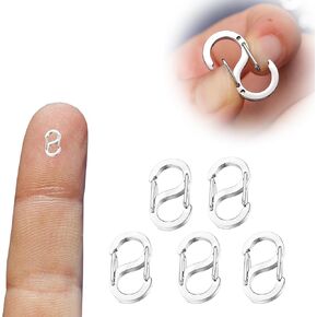 5PCS Double Opening Lobster Clasps, Stainless Steel S Lock Bracelet Connector Necklace Clip for Jewelry Making Findings and Closures, Light, Portable, not Easy to Fade (X-Small (6.5 * 4mm), Silver)