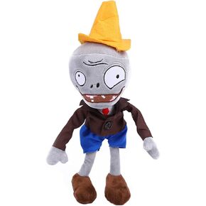JHESAO 12" PVZ Plush Conehead Zombies Brown Coat Toys PVZ 1 2 Stuffed Soft Doll Roadblock Conehead Zombie New