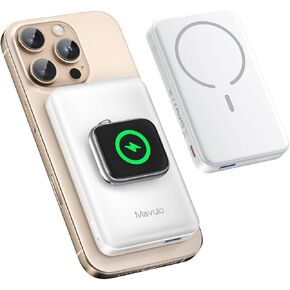 2 in 1 Wireless Portable Charger for Apple Watch and iPhone, 12000mAh Magnetic Power Bank 20W USB C Fast Charging Mag-Safe Battery Pack for iPhone 16 15 14 13 12 Series Travel iWatch Charger