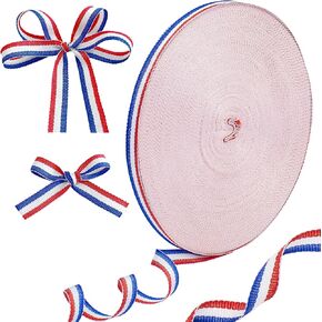 Red White and Blue Ribbon Patriotic Striped Grosgrain Wrapping for Crafts 4th of July Decorations