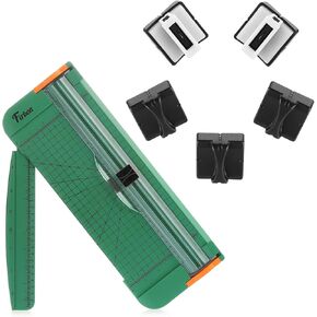 Firbon Green A4 Paper Cutter Bundle with 5Pcs Black Refill Blades, 12 Inch Paper Trimmer with Side Ruler for Scrapbooking, Craft, Coupon, Label, Cardstock