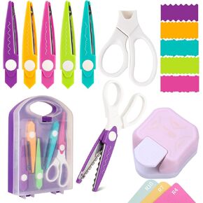 7pcs/مجموعة مقص حرفي 3 في 1 ركن ركن من الورق Paper Plage Paper Paper Paper Scissors with Box Storage Set 5 أنواع مقصات من الحواف Zig Zag لبطاقة الورق والمشاريع DIY ، والبطاقة والسردة.