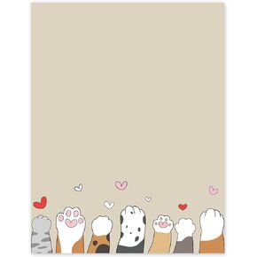 60 ورقة Cat Paw Stationery Paper Paper لطيف الرسوم المتحركة ورقة ورقة الكتابة ورقة ملاحظات للدعوة استحمام الطفل ، 8.5 × 11 بوصة ، على الوجه واحد