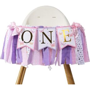 Butterfly 1stirt High Chair Lanner - Purple ، Girl ، Photo Prop ، Cake Smash