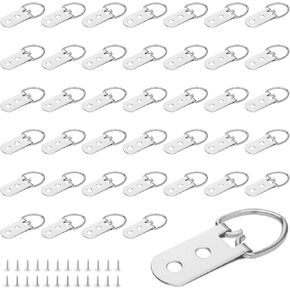 300PCS Heavy Duty D Ring Hangers, Small D Ring Hook with Screw, Double Hole Picture Frame Hangers for Picture Hanging