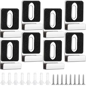 8 Pcs Metal Mirror Holder Clips, Mirror Holder Kit Stainless Steel Mirrors Hanger Hardware Heavy Duty Mirrors Mounting Clips with Screws for Frameless Billboard Displays (Silver)