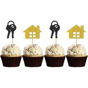 مرحبًا بك في Home Cupcake Toppers - Housewarming Cupcake Decor - Decor New Home Party Decor