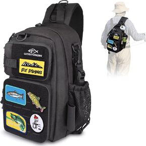 Fishing Backpack Fishing Sling Bag Fly Fishing Bag Lightweight Fishing Backpack with 6PCS Fish Style-DIY Embroidery Patches
