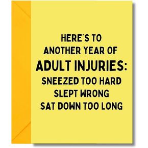 LimaLima Birthday Card Funny Adult Injuries Humor For Men Women Perfect For Husband Brother 5 x 7 With Inside Verse