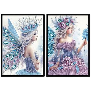 DCIDBEI 2 Pack Notebooks Diamond Painting Angel Blank 5D DIY خاصًا بمذكرات الكريستال مذكرات قف 50 ورقة A5 مجلة Fairy Paint by Number Kit Sketchbook Diamond Art Note Book
