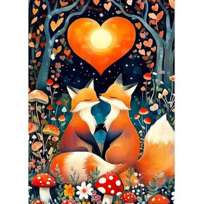 Keyifa Diamond Art Kits Day Valentine Day Diamond Painting for البالغين ، تدريبات كاملة من طراز Fox Diamond Paint