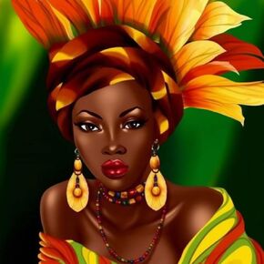 Skryuie 5d Full Drill Art Art Painting African Style Exotic Woman by Number Teams ، Paint with Diamonds Arts Embroidery DIY Set Home Decorations 14 "x14" (35x35 cm)