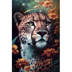 مجموعات الطلاء الماس Cheetah بأرقام للبالغين المبتدئين DIY الطلاء الكامل للحفر مع فن الماس بواسطة عدد مجموعة الحرف لديكور الجدار المنزلي 12 × 16 بوصة