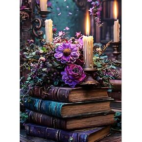 GDYEEH DIY 5D BOOKS KITS ، Round Full Drill Companling Candle Diamond Painting Picture ، Flowers Diamond Paint Art Kits Craft for البالغين المبتدئين ، ديكور الجدار المنزلي 12x16 بوصة