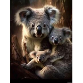Puagemti DIY Diamond of Painting by Numbers Koala Family Complete Drill Direms Beads Cross Stitch Mosaic Crystal Rhinestone Arts and Craft Mosaic Art Laints for Home Wall Decor