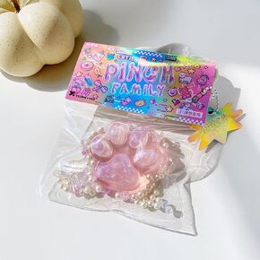1 PCS Taba Squishy Kit Kawaii Cat Paw Squishy Toy Toy ، ألعاب Cat Cat Squishy الحسية ، ألعاب أسرة عائلة قرصة ، تخفيف الإجهاد لصالح الحفلات ، Cat Mochi Squishy للبالغين (شفاف وردي)
