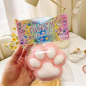 Taba Squishy Kit Kawaii Cat Paw Squishy Toy ، ألعاب Cat Cat Cat Squishy الحسية ، ألعاب أسرة عائلة قرصة ، تخفيف الإجهاد لصالح الحفلات ، اسفنجي موتشي كبير للبالغين (الوردي)