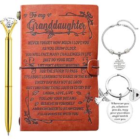 BoomBoomGifts Birthday Gifts for Granddaughter,Granddaughter Gifts,To My Granddaughter Journal Gifts,Granddaughter Journal Notebook,Best Granddaughter Keychain,Granddaughter Pen from Grandma