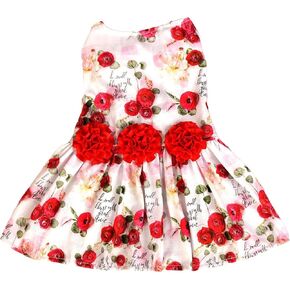 SEIS Flower Lace Dog Dress Cat Princess Suspender Costume Puppy Tutu Floral&Bow Clothes Puppy Embroidery Skirt for Cats Teddy Dog Small Medium Dogs (Pink, L (Chest Circumference 47cm/18.5"))