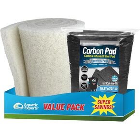 12"x72" Fine (Classic White) Koi Pond Filter Pad + 10.5"x72" Carbon-Infused Filter Pad Value Pack