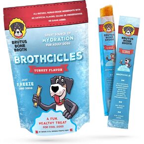 Brutus Brothcicles - All Natural Turkey Flavored - Frozen Dog Superfood Treats for Hydration and Snacking