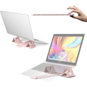 Magnetic Adjustable Travel Laptop Stand for Digital Nomads and Business Travelers. Compact, Foldable, and Ideal for Desk Use. Elevate Your Work Experience with Our Laptop Riser on the Go (Dark Gray)