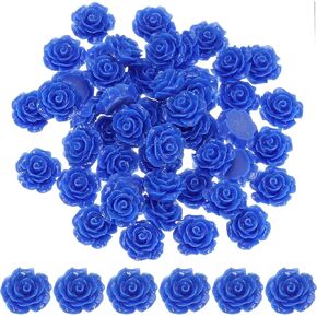 PATIKIL 20mm Rose Flower Resin Cabochon, 50 Pcs Mini Rose Flower Flatback Resin for Scrapbooking DIY Crafts Phone Case Decor Jewelry Making, Dark Blue