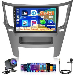 8-Core 4+64G Android Car Stereo Screen for Subaru Outback Legacy 2010-2014 Radio Upgrade, 9'' Touch Screen with Wireless CarPlay Android Auto, Bluetooth, GPS Navigation, AHD Backup Camera
